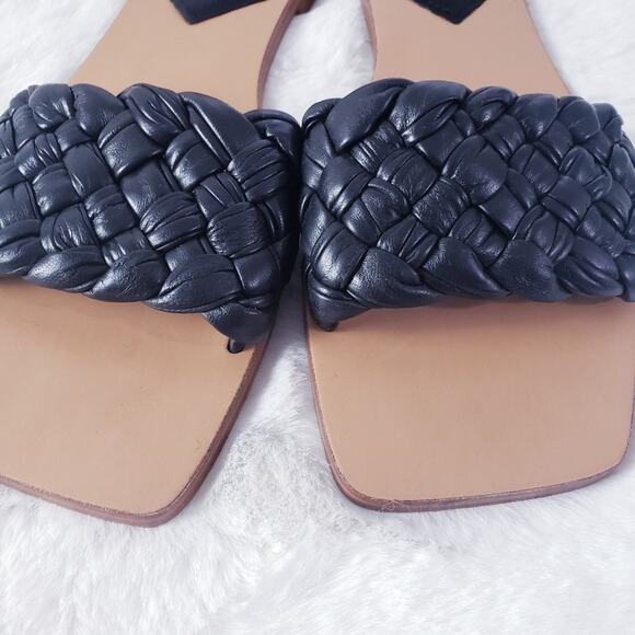 Marc Fisher Reanna Woven Braid Quilted Leather Slide Square Toe Sandals 10 - Picture 5 of 10